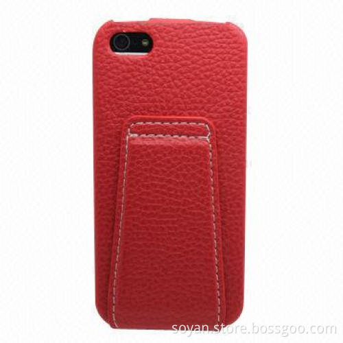 Red PU Leather Case for iPhone 5, in Flip Flop Standable Design, with Other Colors and Other Models